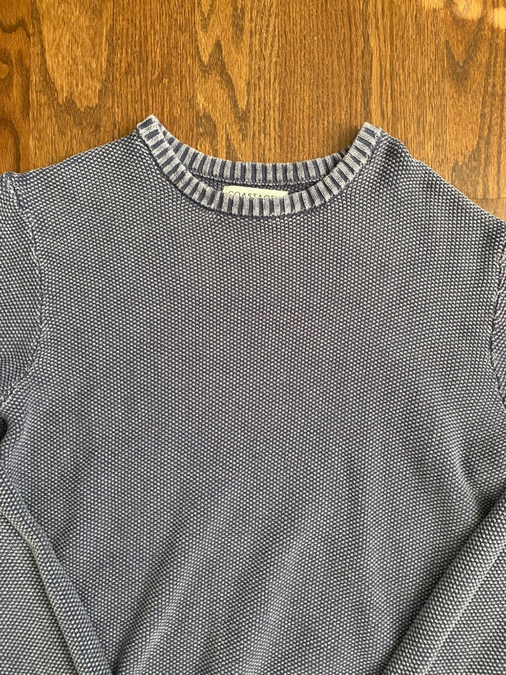 COASTAORO Textured Knit Cotton Sweater Men’s Size L Gray Crewneck Pullover - Picture 2 of 9